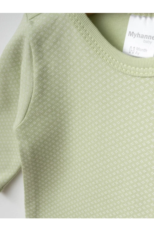 Kırık Çizgi  Desenli 2Li Uzun Kol Çıtçıtlı Body 9668