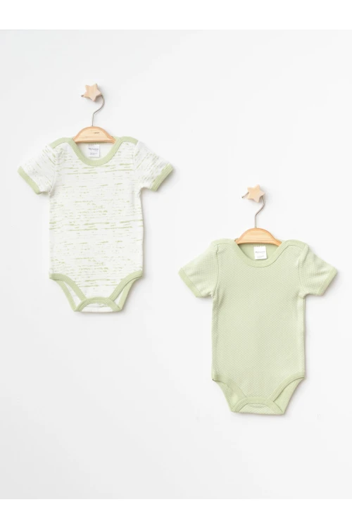 Kırık Çizgi Desenli 2li Yarım Kol Çıtçıtlı Body 9669