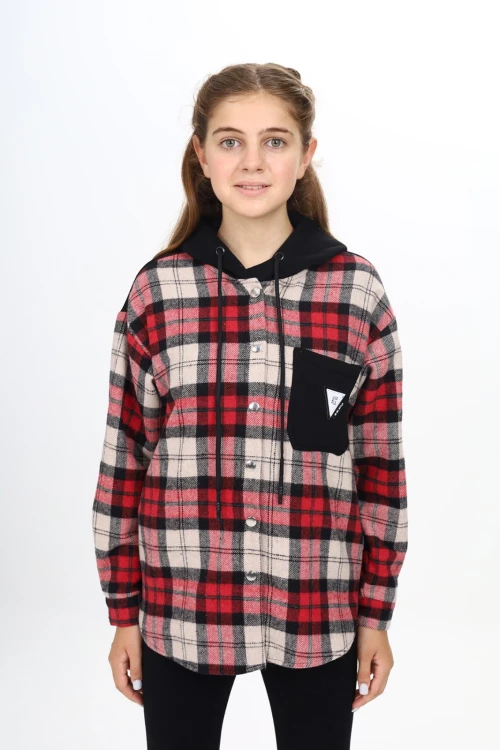 Kız Çocuk Kapüşonlu Oduncu Gömlek 265