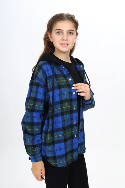 Kız Çocuk Kapüşonlu Oduncu Gömlek 265