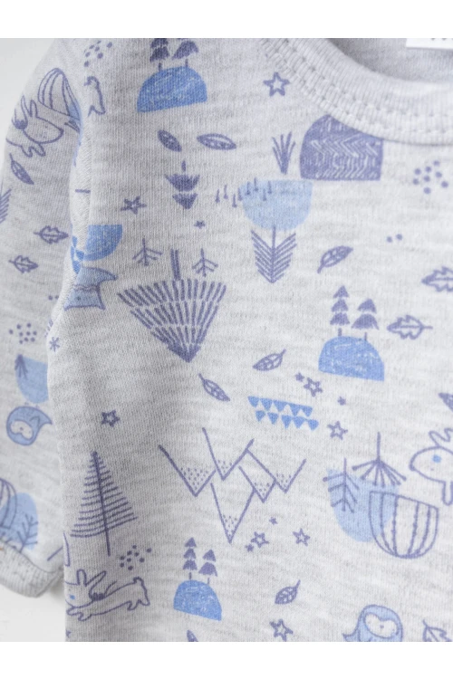 Kuş Desenli 2li Uzun Kol Çıtçıtlı Body 9653