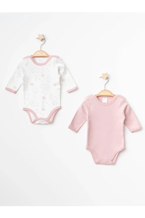 Kuzu Desenli Uzun Kol 2li Çıtçıtlı Body 9674