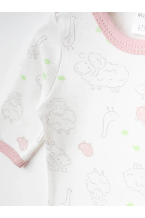 Kuzu Desenli Uzun Kol 2li Çıtçıtlı Body 9674