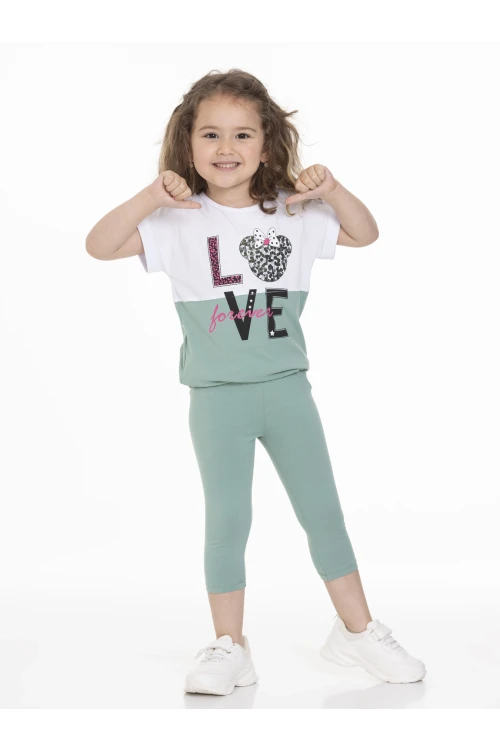 Love Baskılı Garnili Taytlı Takım 63110