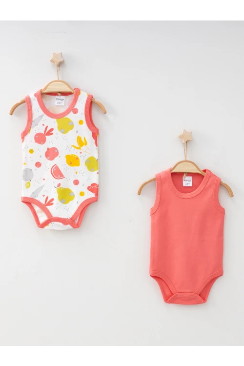 Meyve Sebze Desenli 2li Askılı Body 9627