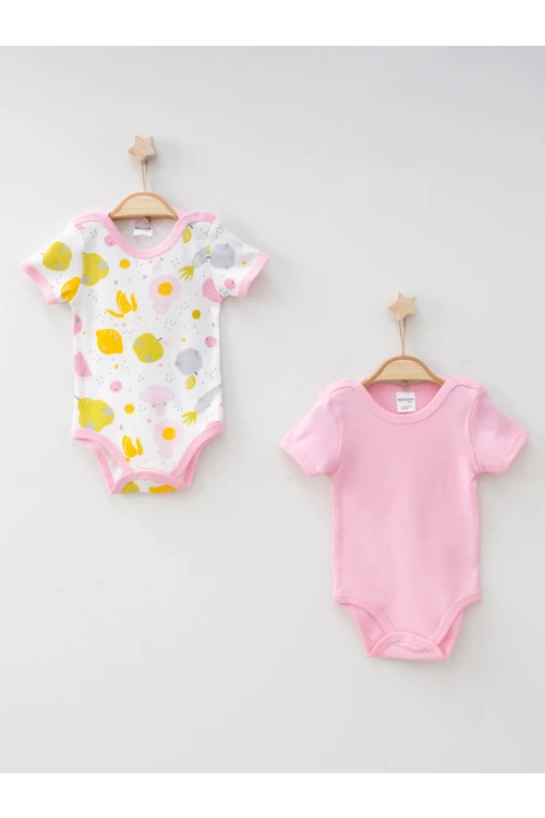 Meyve Sebze Desenli 2li Yarım Kol Body 9626