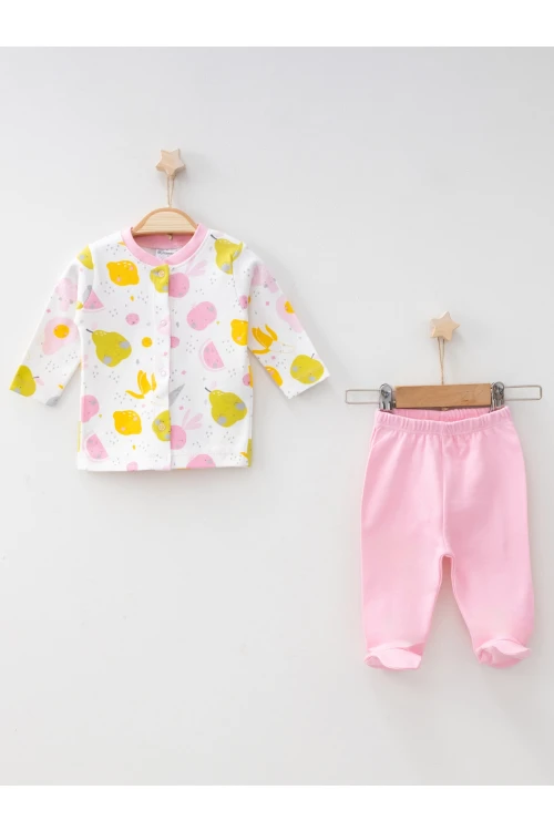 Meyve Sebze Desenli Patikli Pijama Takımı 2409