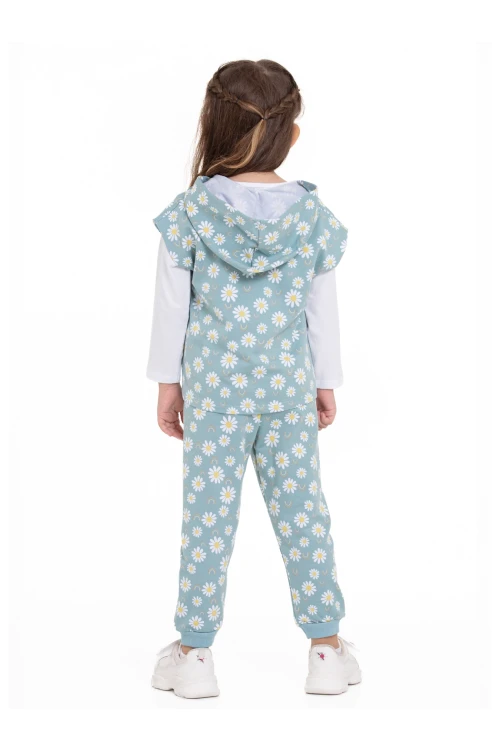 Papatya Desenli 3lü Yelekli Takım 54315