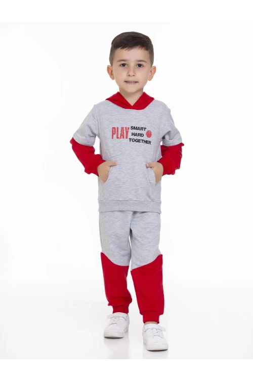 Play Baskılı Kapüşonlu Erkek Bebek Takım 54232