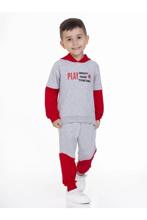 Play Baskılı Kapüşonlu Erkek Bebek Takım 54232