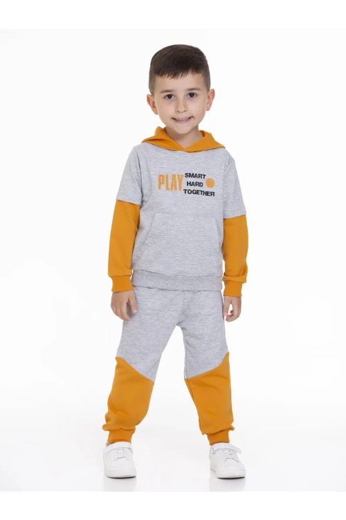 Play Baskılı Kapüşonlu Erkek Bebek Takım 54232