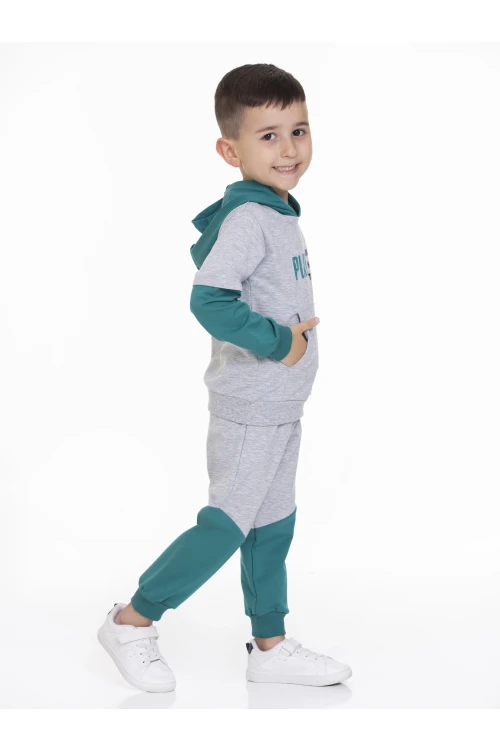 Play Baskılı Kapüşonlu Erkek Bebek Takım 54232