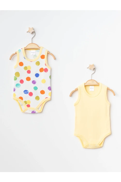 Puan Desenli 2li Askılı Çıtçıtlı Body 9664