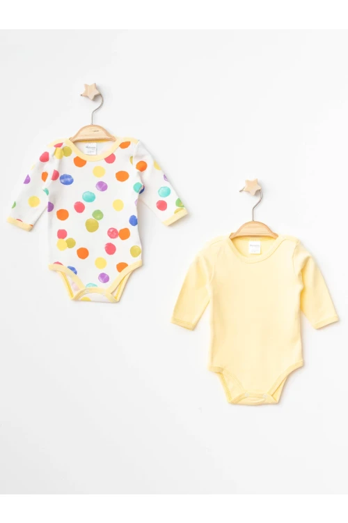 Puan Desenli 2li Uzun Kol Çıtçıtlı Body 9662