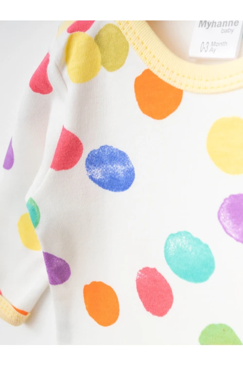 Puan Desenli 2li Uzun Kol Çıtçıtlı Body 9662