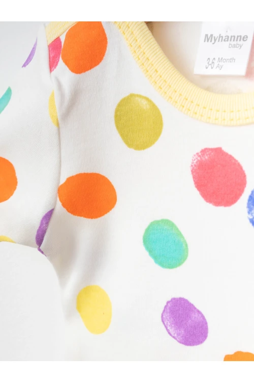 Puan Desenli 2li Yarım Kol Çıtçıtlı Body 9663