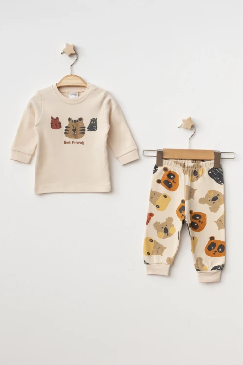 Sevimli Hayvanlar Baskılı Pijama Takım 2399