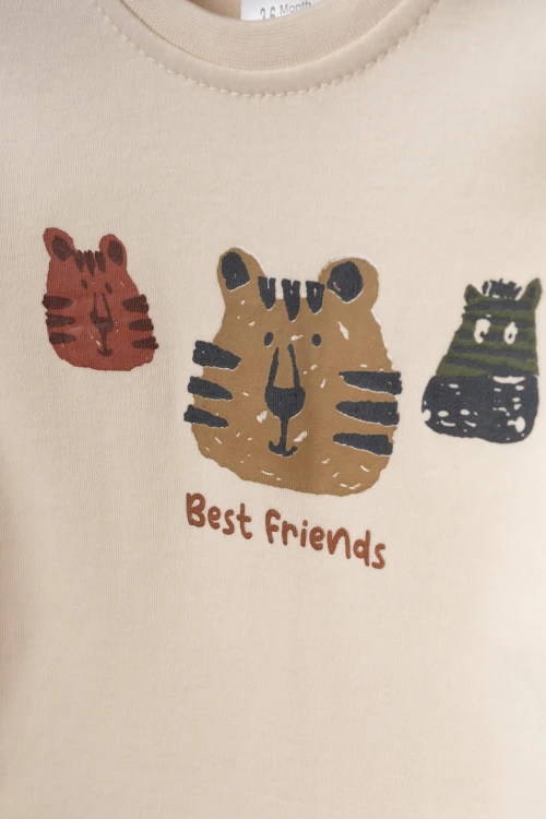 Sevimli Hayvanlar Baskılı Pijama Takım 2399