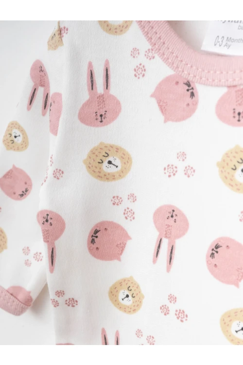 Tavşan Desenli 2li Uzun Kol Çıtçıtlı Body 9671