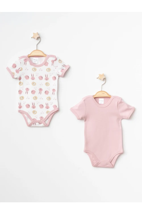 Tavşan Desenli 2li Yarım Kol Çıtçıtlı Body 9672