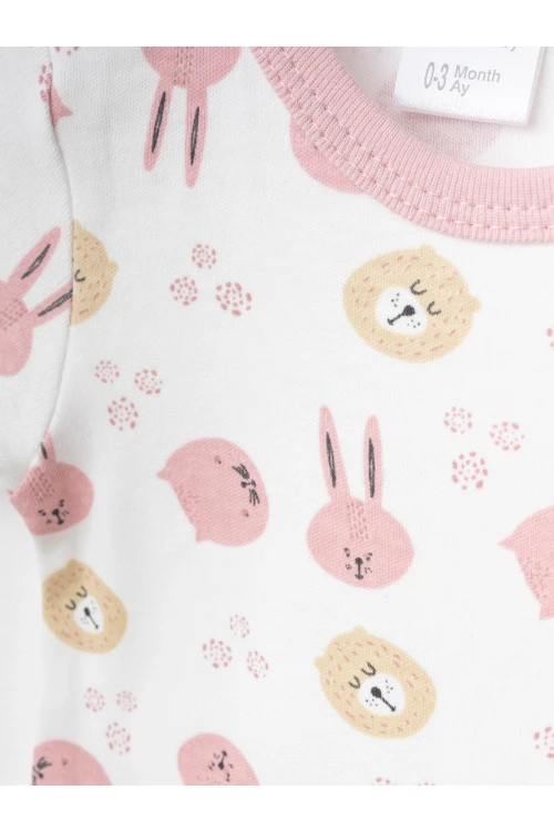 Tavşan Desenli 2li Yarım Kol Çıtçıtlı Body 9672