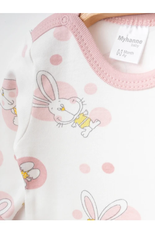 Tavşan Desenli Uzun Kol 2Li Çıtçıtlı Body 9680