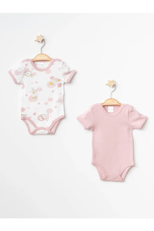 Tavşan Desenli Yarım Kol Çıtçıtlı Body 9681