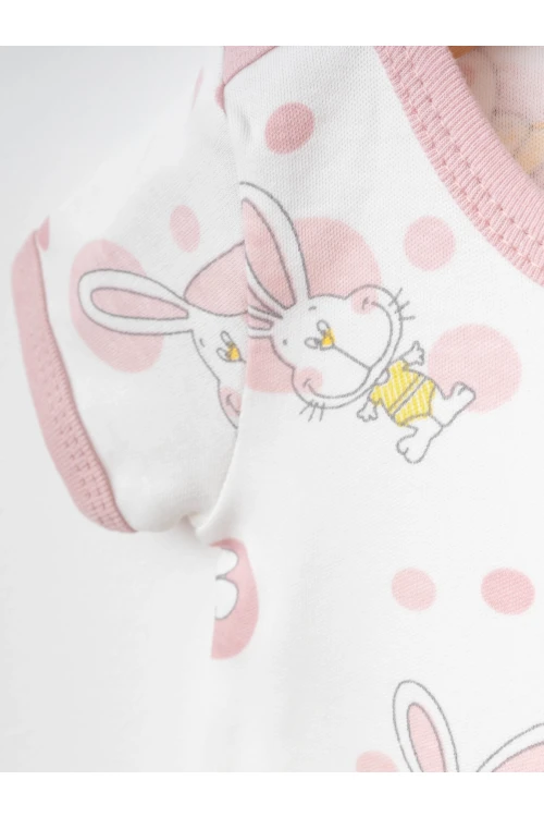 Tavşan Desenli Yarım Kol Çıtçıtlı Body 9681