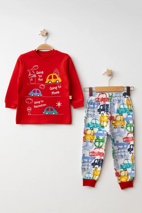 Araba Baskılı Pamuklu Pijama Takımı 54158