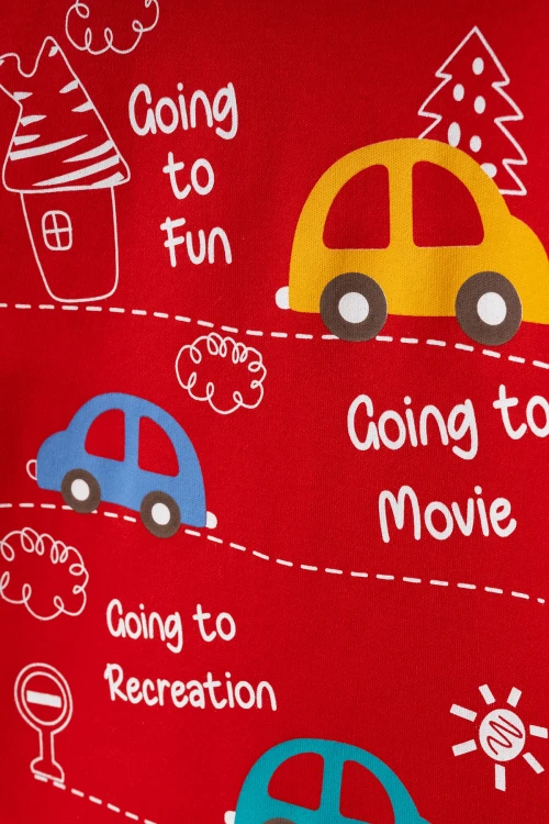 Araba Baskılı Pamuklu Pijama Takımı 54158