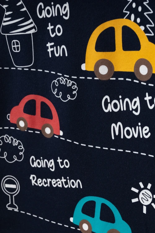 Araba Baskılı Pamuklu Pijama Takımı 54158