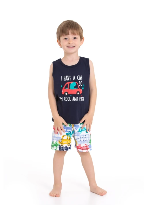 Araba Baskılı Şortlu Pijama Takım 54217