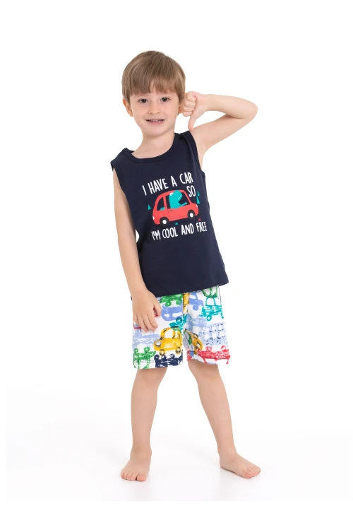 Araba Baskılı Şortlu Pijama Takım 54217