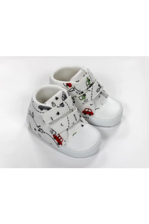 Araba Desenli Cırt Cırtlı Bebek Ayakkabı 4010