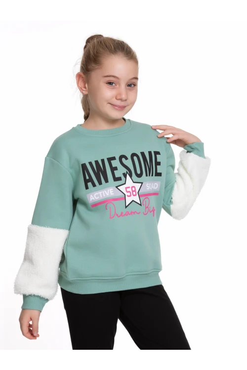 Awesome Baskılı Welsoft Detaylı Sweat 54759