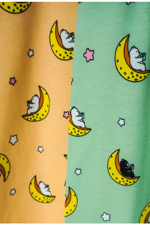 Ay Desenli Yaş Pijama Takımı 20402