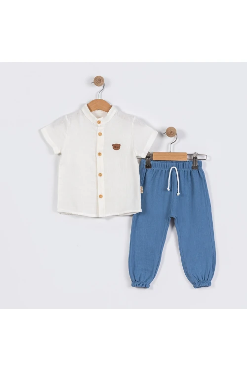 Ayı Armalı Gömlekli Kısa Kol Takım 6127