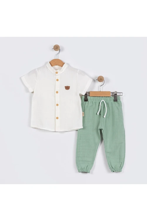 Ayı Armalı Gömlekli Kısa Kol Takım 6127