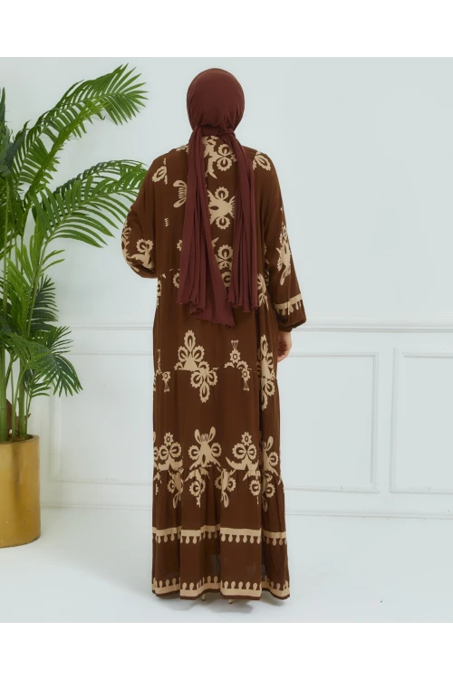 Balon Kollu Viskon Elbise N008