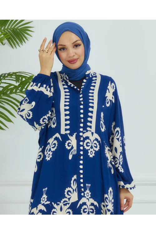 Balon Kollu Viskon Elbise N008