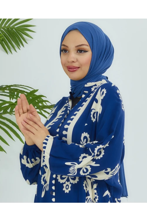 Balon Kollu Viskon Elbise N008