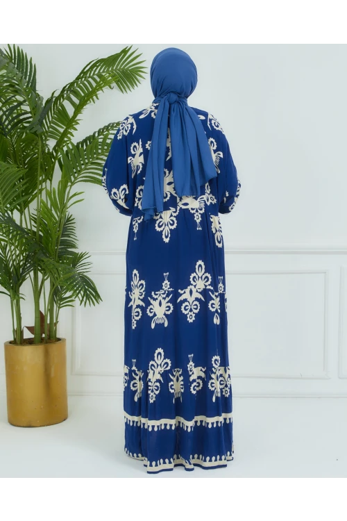 Balon Kollu Viskon Elbise N008