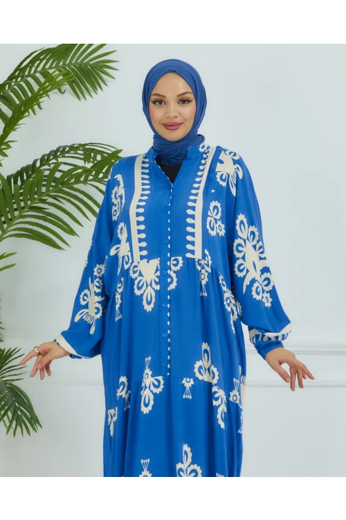 Balon Kollu Viskon Elbise N008