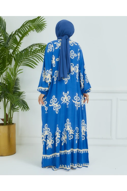 Balon Kollu Viskon Elbise N008