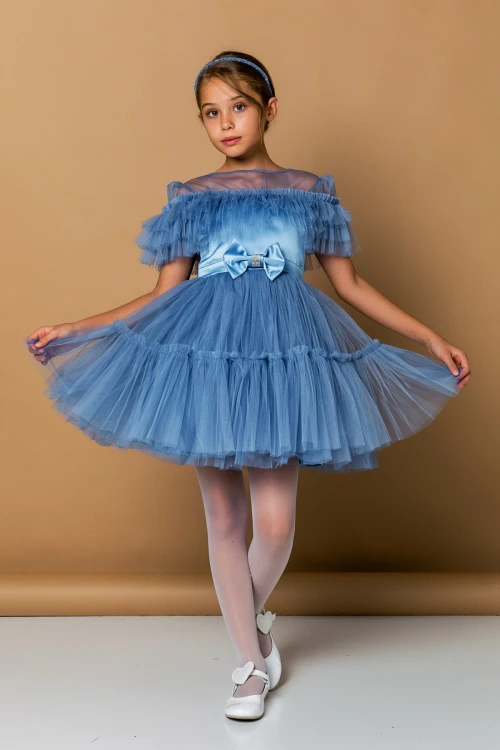 Beli Kurdeleli Fırfırlı Tüllü Abiye 2246