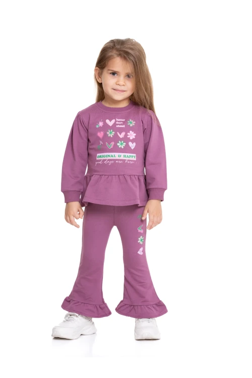 Better Day Baskılı İspanyol Paça Taytlı Takım 54319