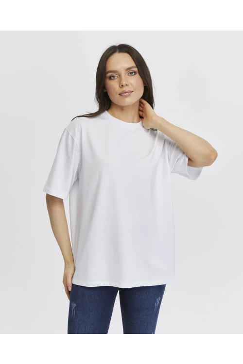 Bisiklet Yaka Kadın Oversize Tişört 7304