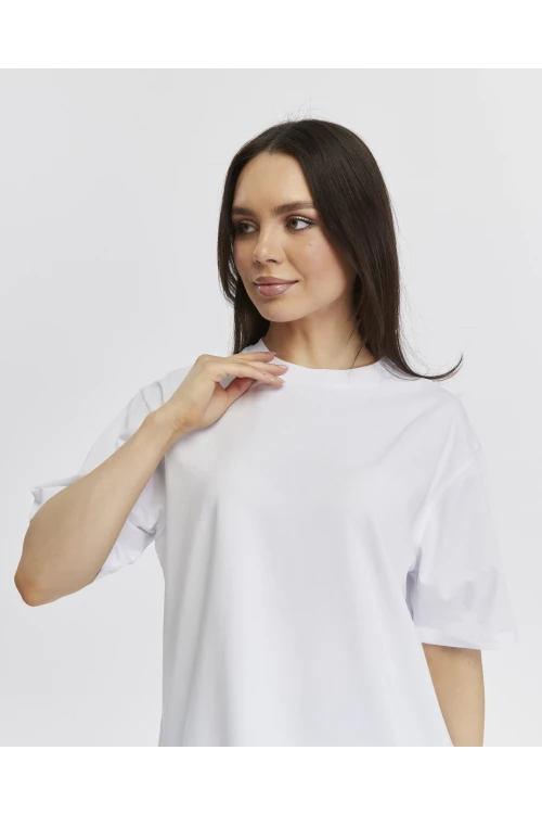 Bisiklet Yaka Kadın Oversize Tişört 7304