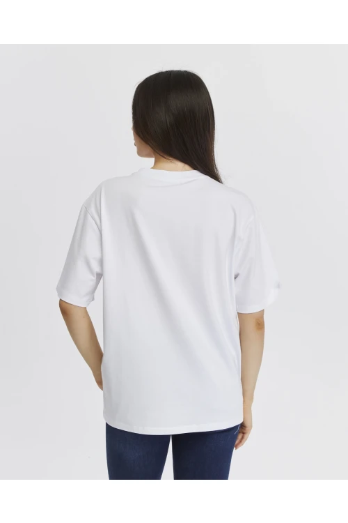 Bisiklet Yaka Kadın Oversize Tişört 7304