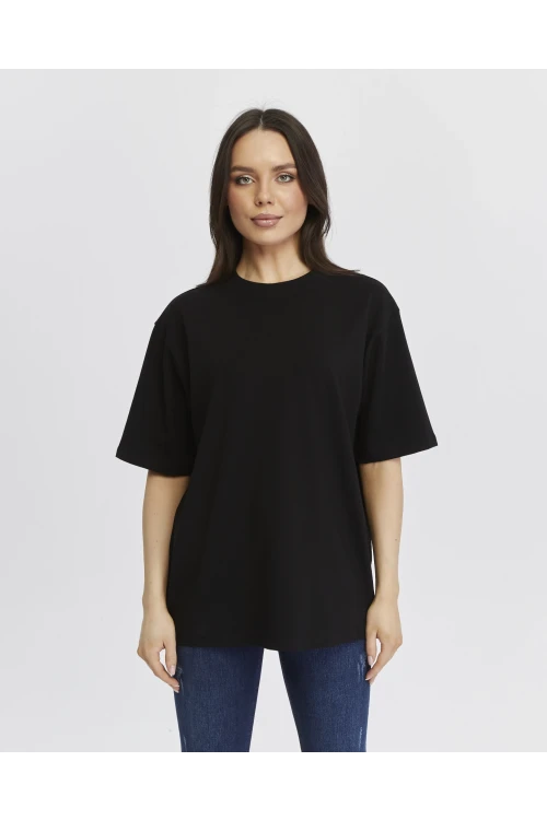 Bisiklet Yaka Kadın Oversize Tişört 7304